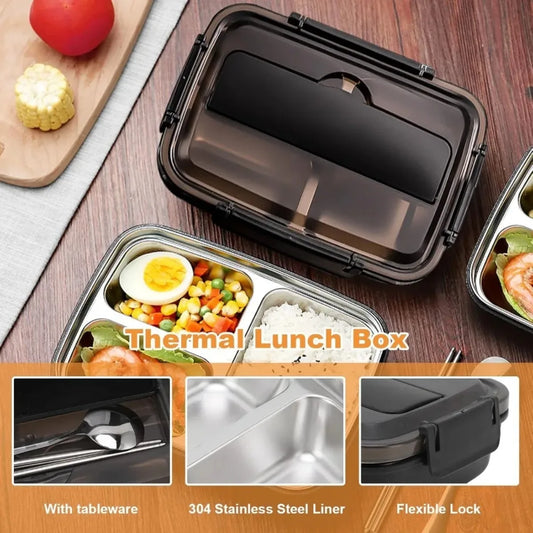Geïsoleerde Lunchbox met Vakjes - Lekvrij & RVS Binnenkant