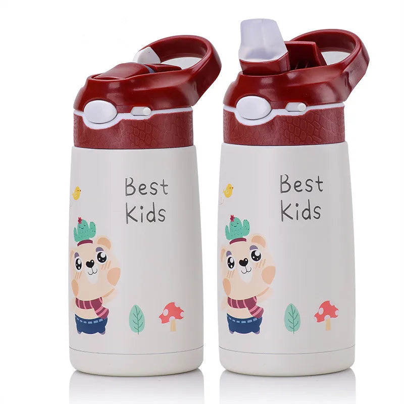 Kinder Thermosfles RVS 400ml met Tuitrietje en Handgreep