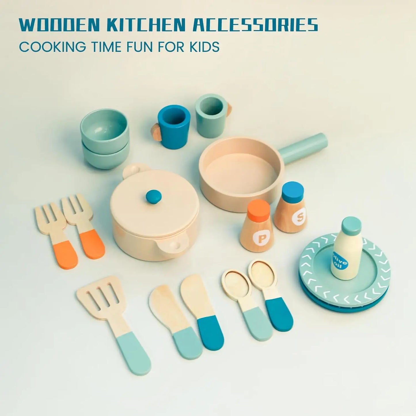 Houten Speelgoed Keuken Accessoires Set - Snijvoedsel & Ontbijt