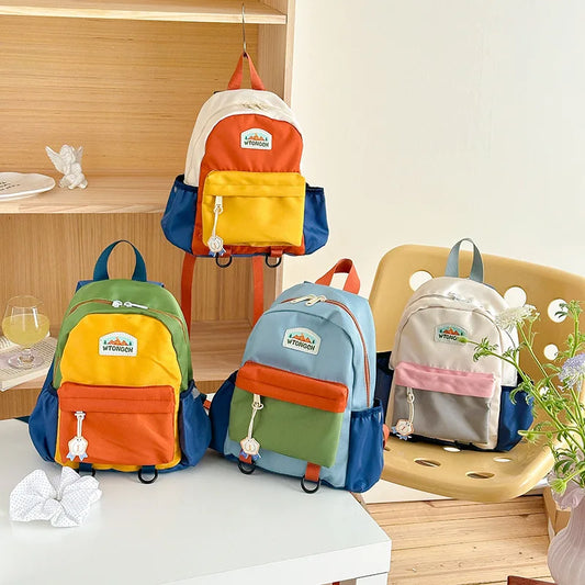 Lichtgewicht Kleurenblok Schoolrugzak - Waterproof & Comfortabel voor Kinderen