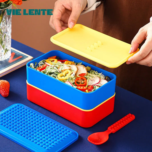 Lekvrije Lunchbox voor Kinderen met DIY Bouwblokken Design