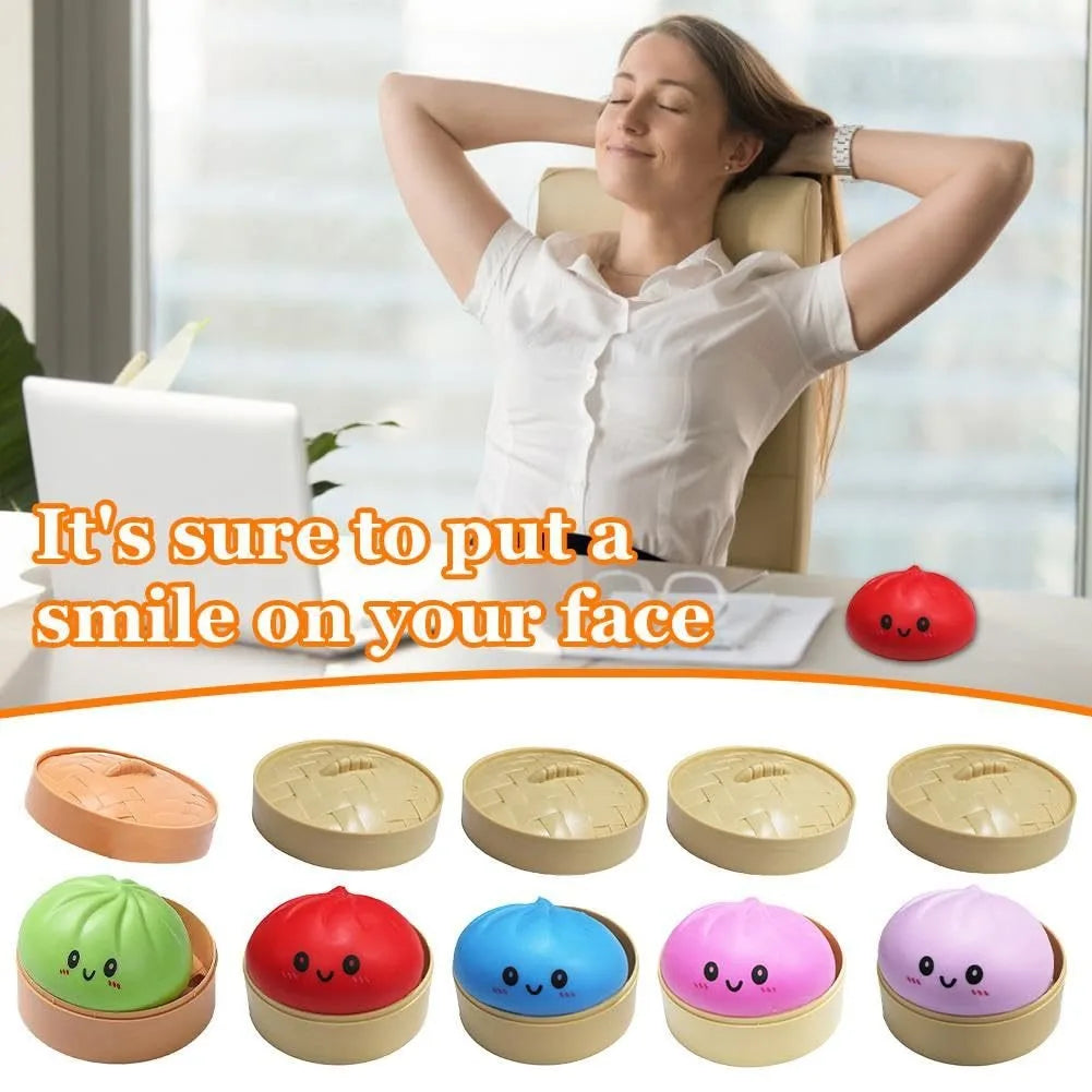 Squishy Knijpbeestje Dumpling met Lachend Gezicht voor Stressvermindering