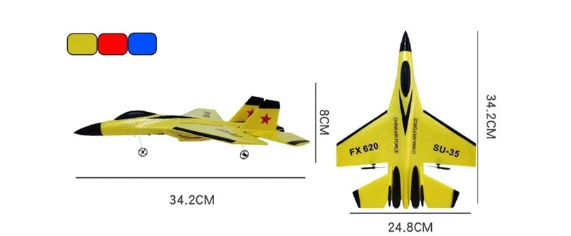Op afstand bestuurbare schuimvliegtuig SU35 met LED verlichting