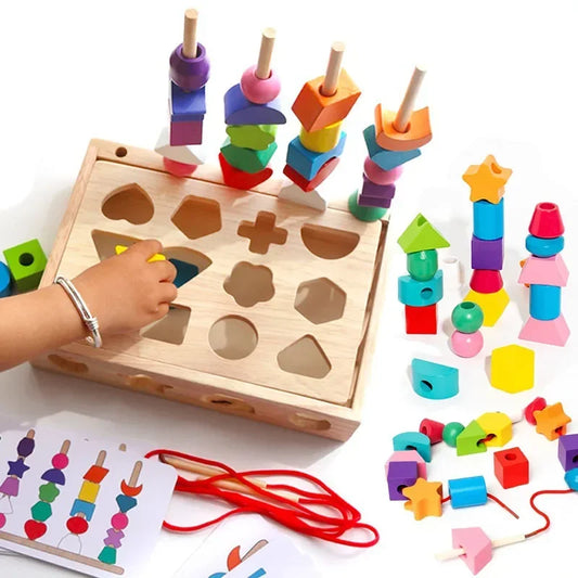 5-in-1 Montessori Houten Speelgoed voor Kleur- en Vormherkenning en Sorteren