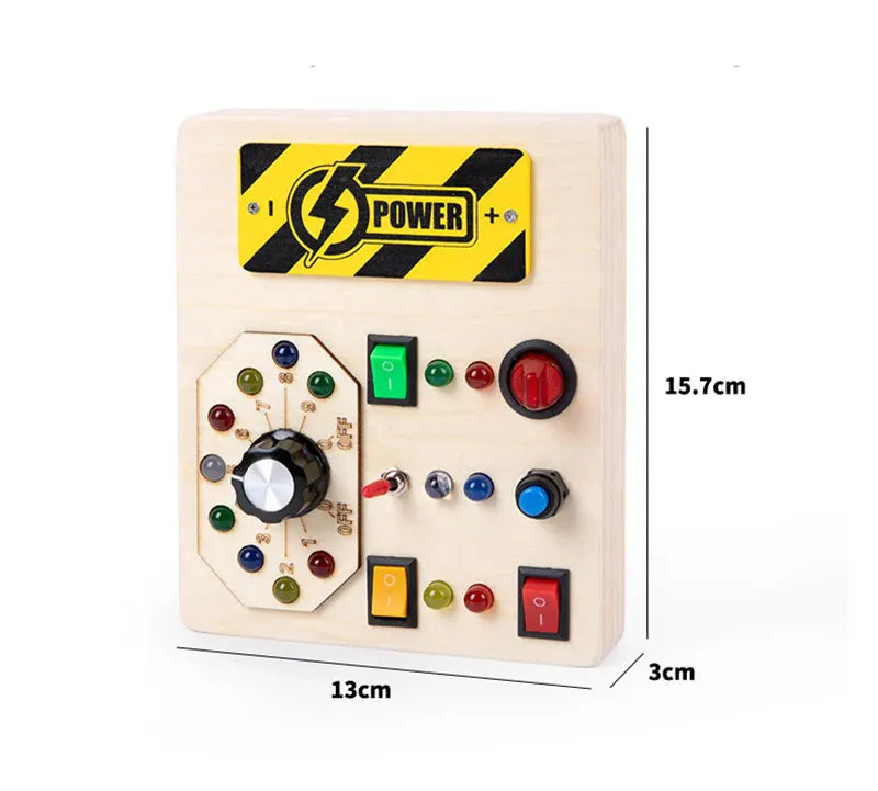 Houten Speelbord met LED Lichtschakelaars voor Kinderen 3-6 Jaar
