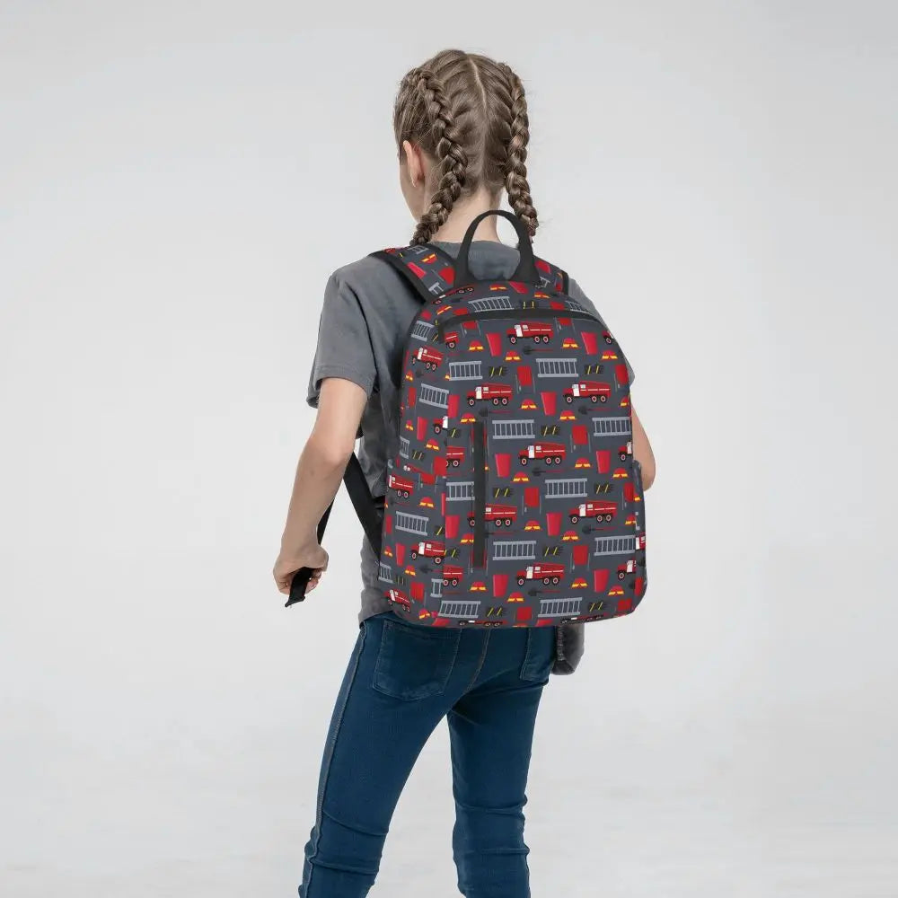 Unisex Schooltas met Brandweerwagen Patroon