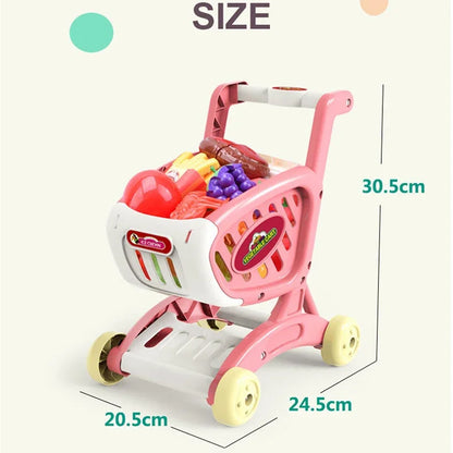 Kinder Supermarkt Winkelwagentje Speelset met Snijfruit en Accessoires (15-delig)