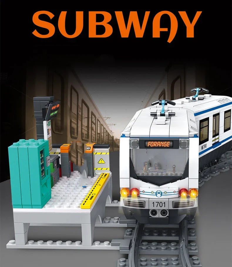 Bouwstenen Set Metro Trein | Compatibel met Lego