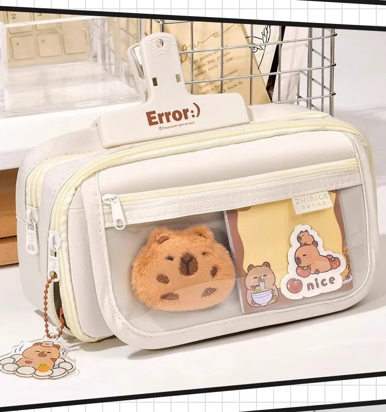 Grote Canvas Etui met Dierenprint voor Kinderen