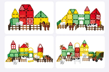 Magnetische Bouwblokken Set - Boerderijdieren & Dinosauriërs voor Kinderen