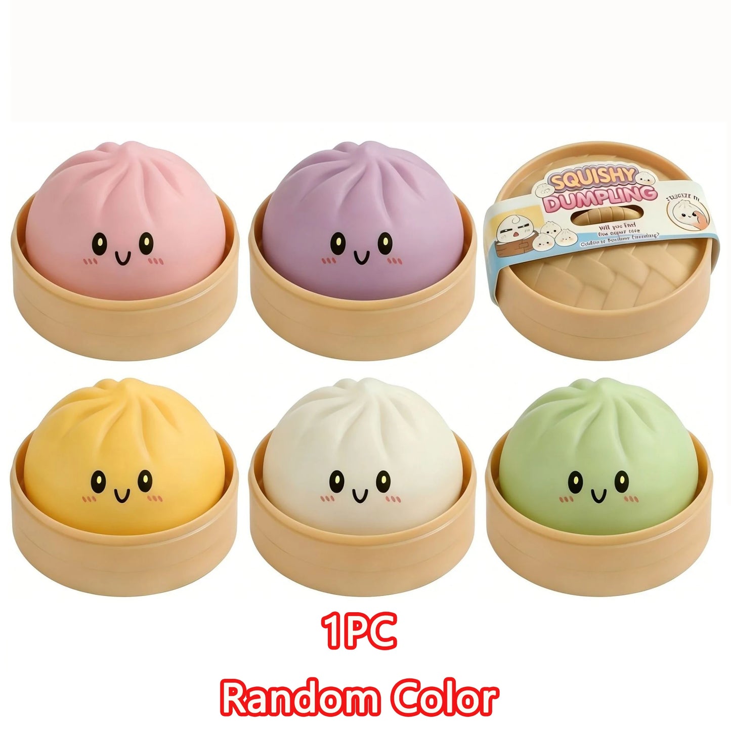 Squishy Knijpbeestje Dumpling met Lachend Gezicht voor Stressvermindering