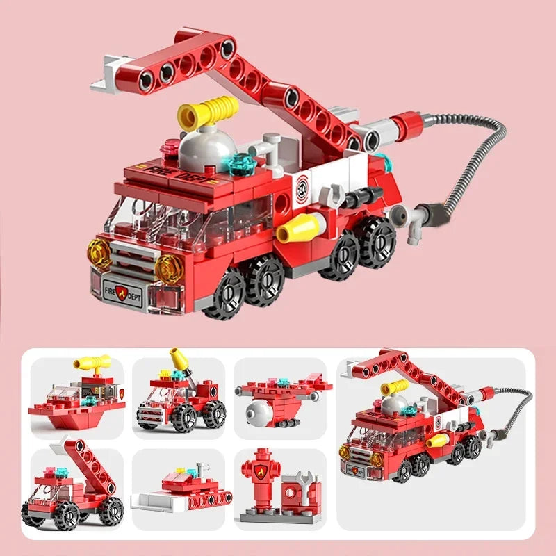 6-in-1 Bouwblokken Set Politie Brandweer Kasteel | LEGO®-compatibel 6-12 jaar