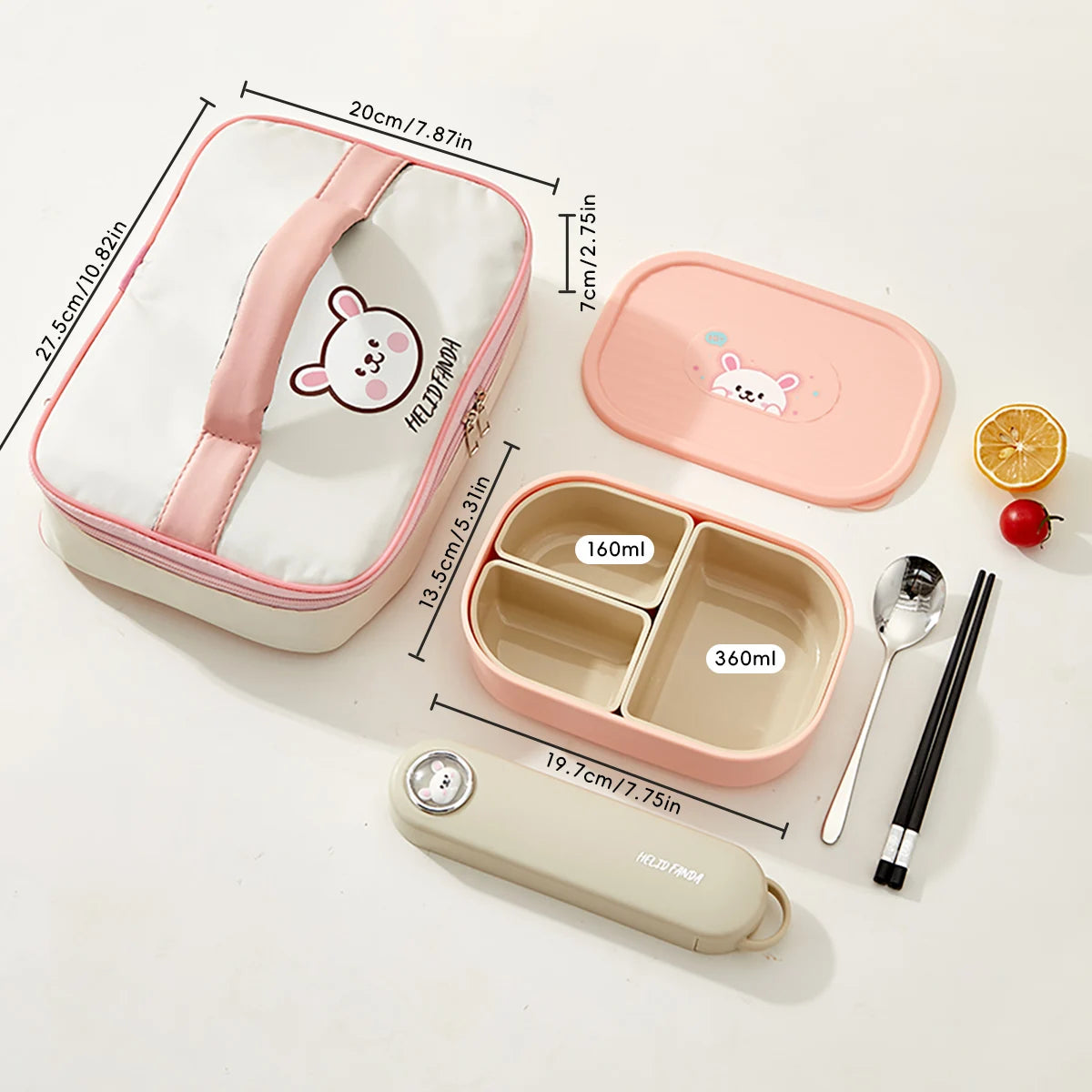 Lekvrije Lunchbox met 3 Vakken voor Kinderen en Studenten - Magnetronbestendig