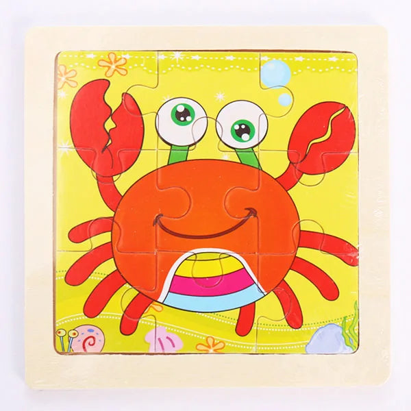 Houten 3D Puzzel met 9 Stukjes – Dieren & Vervoer