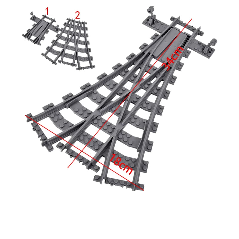 Flexibele Treinrails Set met Wissels en Bochten - Compatibel met Lego Bouwblokken