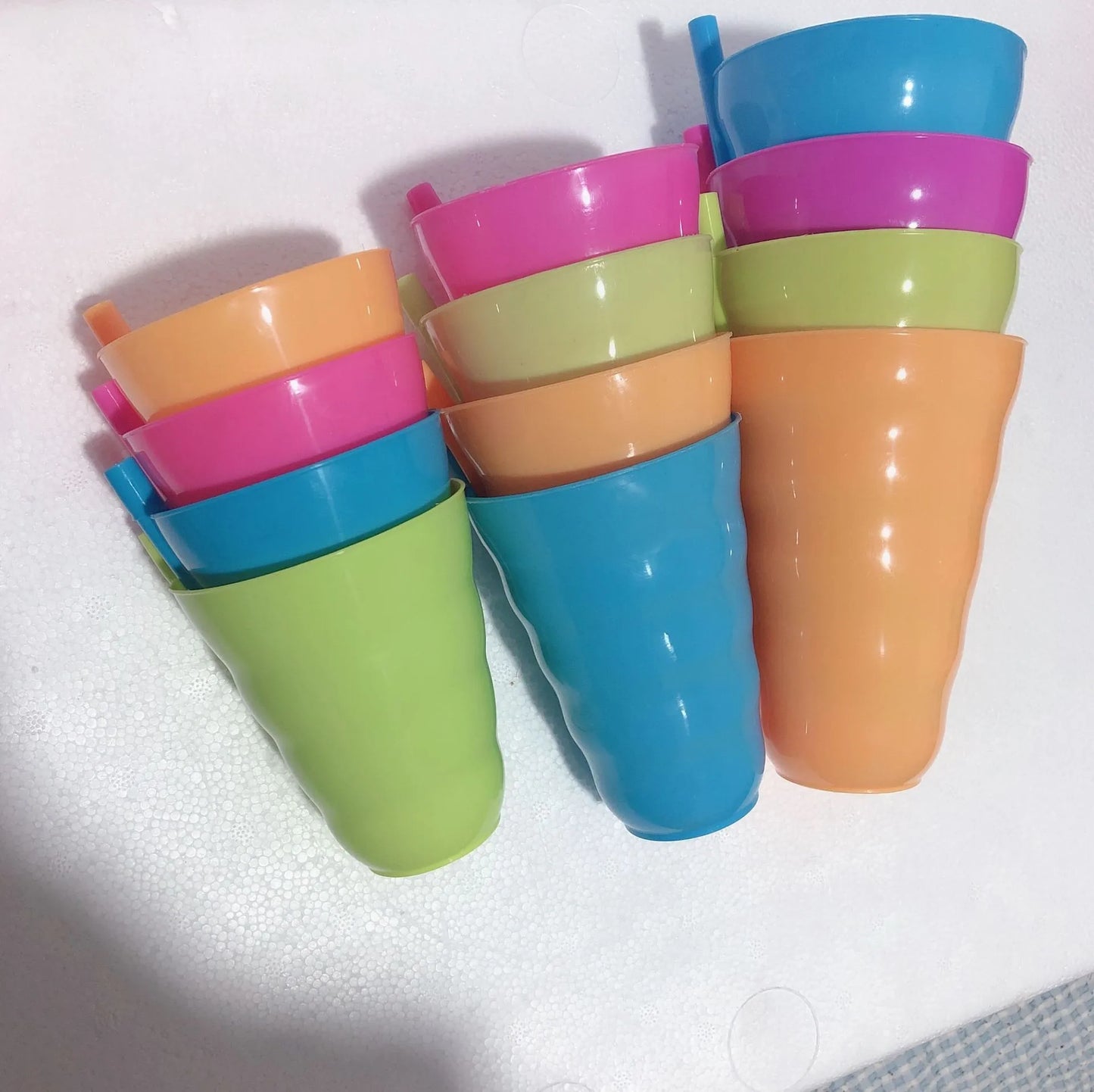 4 Stuks Stapelbare Drinkbekers met Rietje - BPA-vrij Plastic