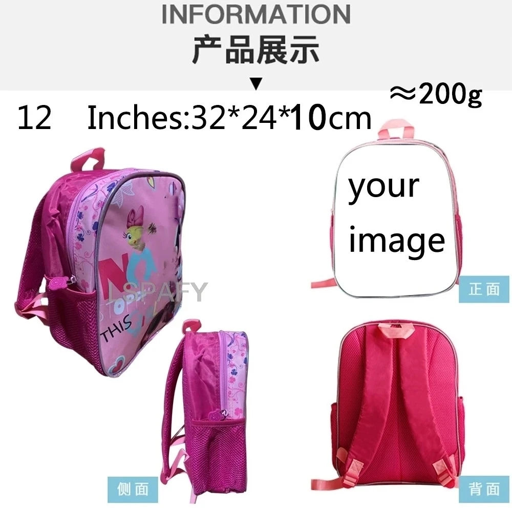 Zachte Roze Cartoon Rugzak 12 inch voor Kinderen