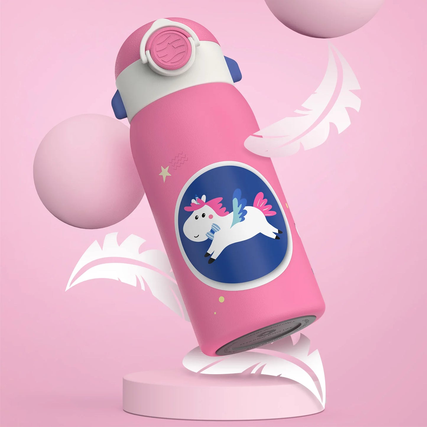 FEIJIAN Kinder Drinkfles met Rietje RVS - 600ml Lekvrij Isolerend BPA-vrij