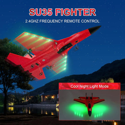 Op afstand bestuurbare schuimvliegtuig SU35 met LED verlichting