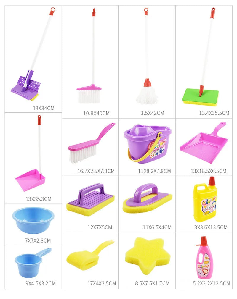 Schoonmaakset voor Kinderen: Bezem, Stoffer, Blik, Emmer en Dweil