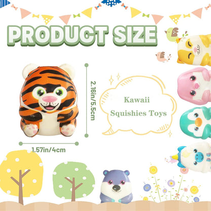 Mochi Squishy Dierenfiguren Set – Stressverlagende Fidget Speeltjes