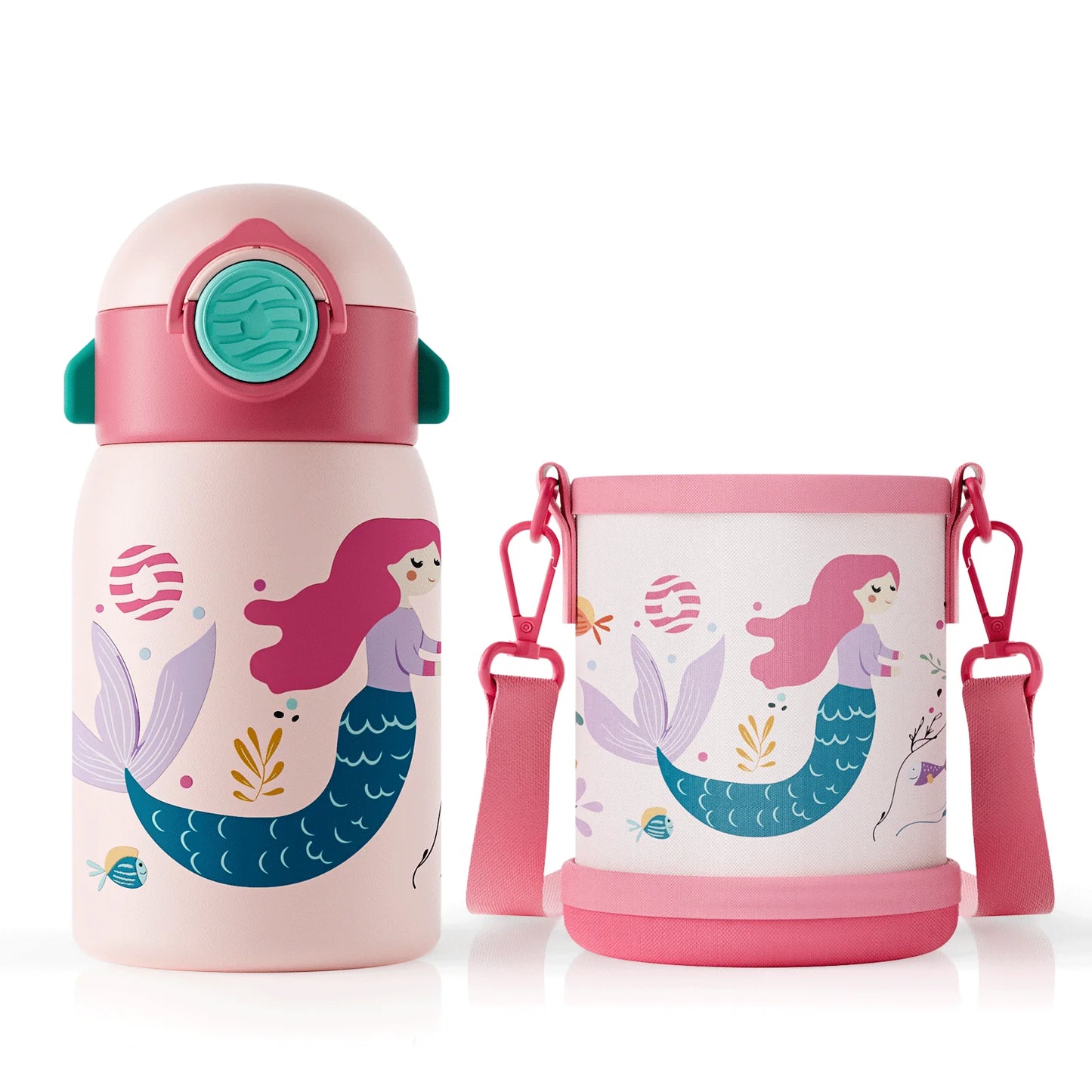 RVS Thermosfles Kind 400ml met Cartoonpatroon en Zakje