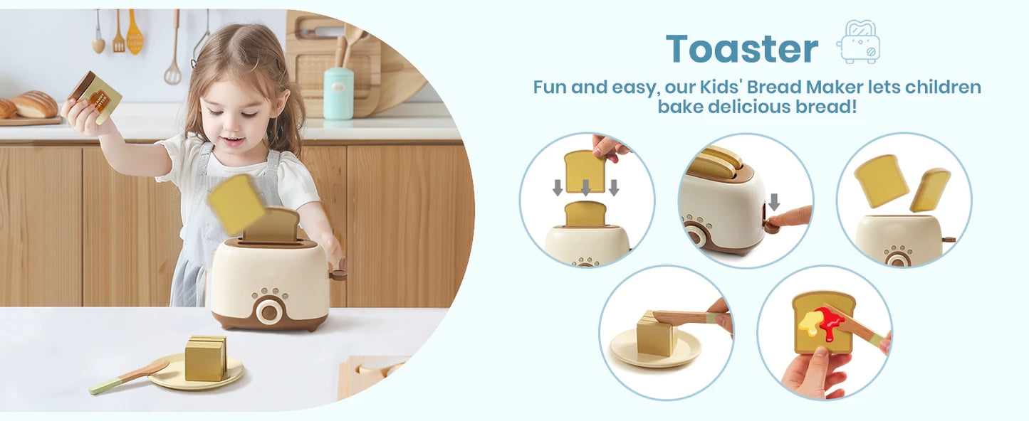 Plastic speelgoed keukenapparaten set met broodrooster, mixer en blender