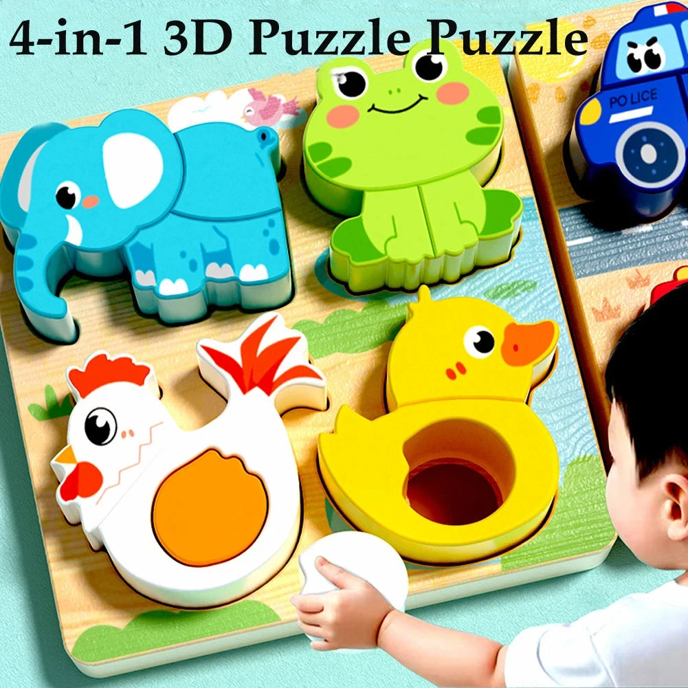 Houten 3D Puzzel voor Peuters 1-3 Jaar