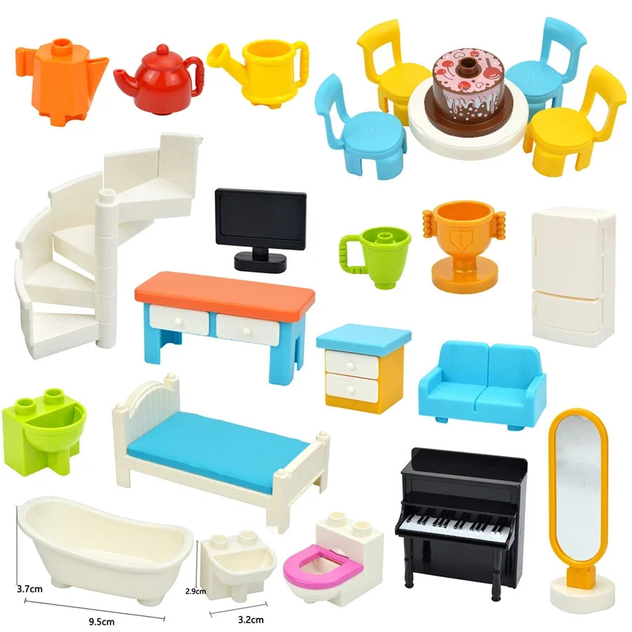 Huis meubels voor grote bouwstenen – Compatibel met Duplo®