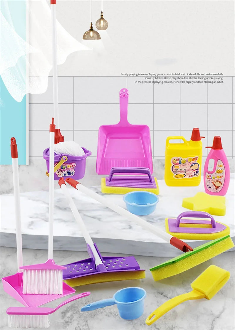 Schoonmaakset voor Kinderen: Bezem, Stoffer, Blik, Emmer en Dweil