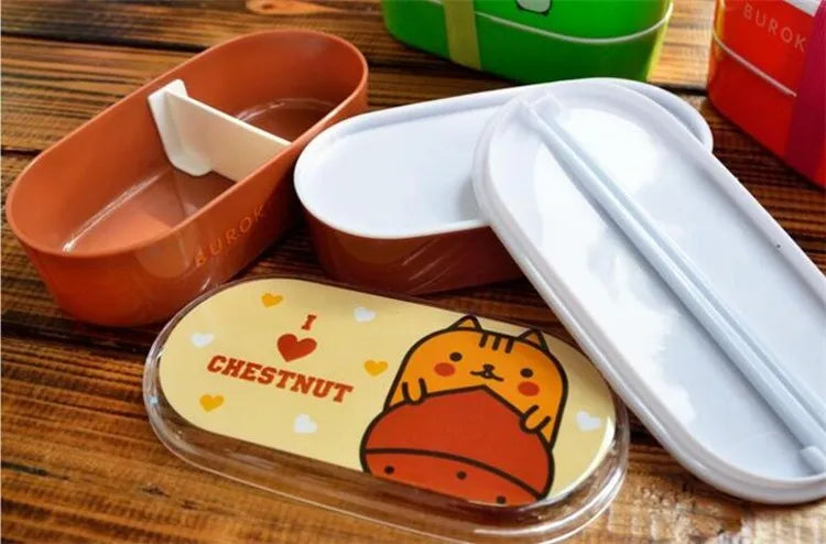 Draagbare Cartoon Lunchbox met Bestek – 600ml