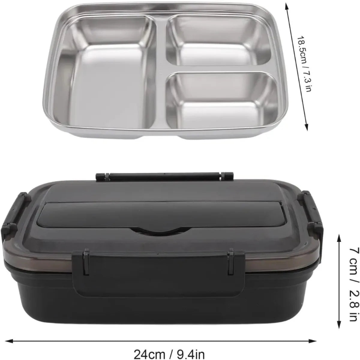 Geïsoleerde Lunchbox met Vakjes - Lekvrij & RVS Binnenkant