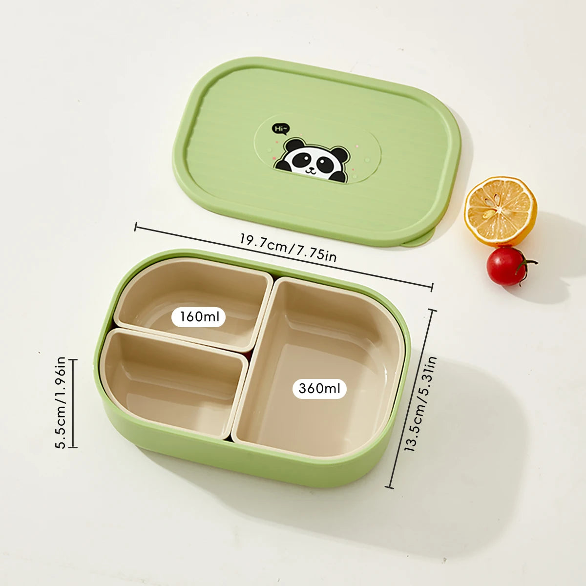Lekvrije Lunchbox met 3 Vakken voor Kinderen en Studenten - Magnetronbestendig