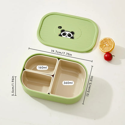 Lekvrije Lunchbox met 3 Vakken voor Kinderen en Studenten - Magnetronbestendig