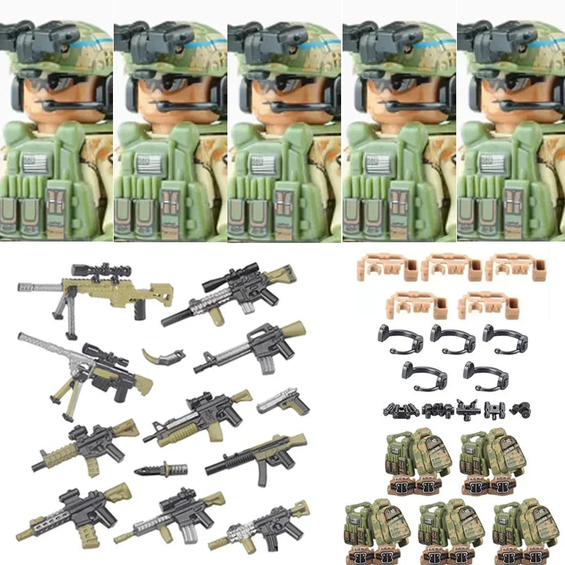 Bouwblokjes Figuren Commando Speciale Eenheid Leger met Wapens en Accessoires