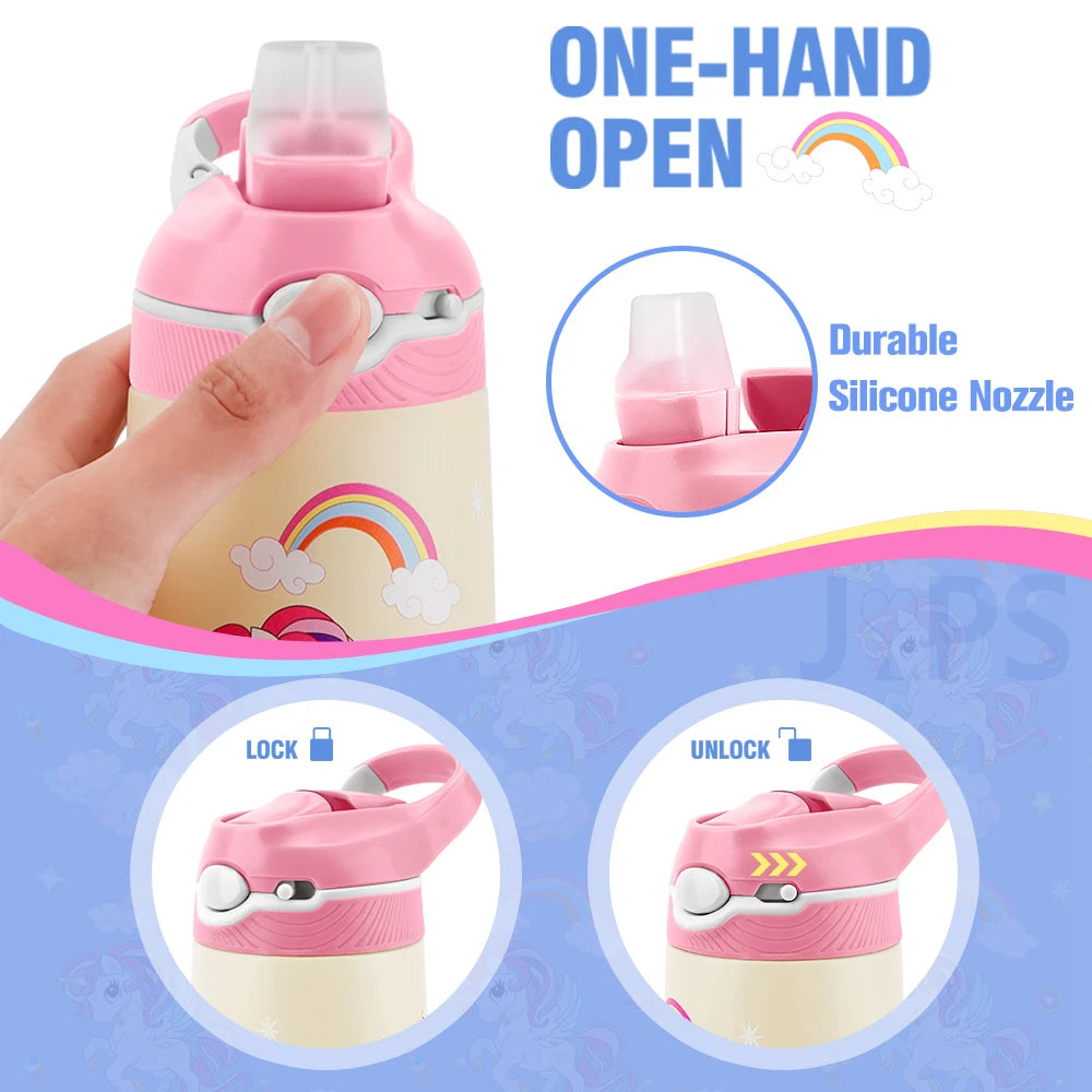 RVS Thermosfles voor Kinderen met Rietje 400ml – Lekvrij