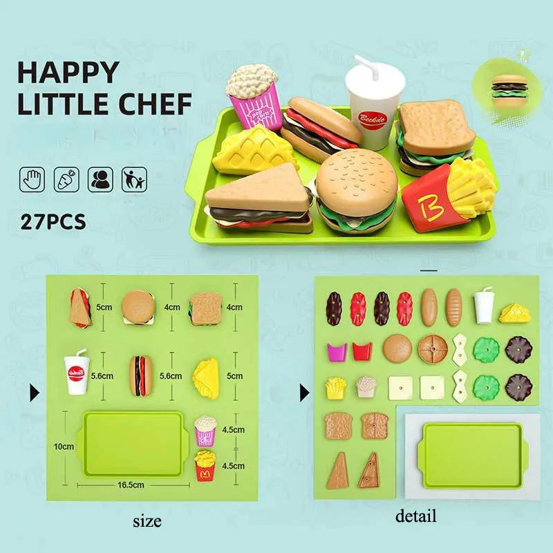 Speelkeukenset voor kinderen met gesimuleerd eten
