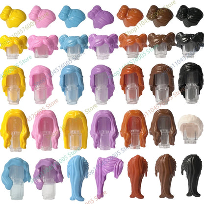 MOC Bouwblokjes Set: Haar, Hoeden en Accessoires voor Figuren