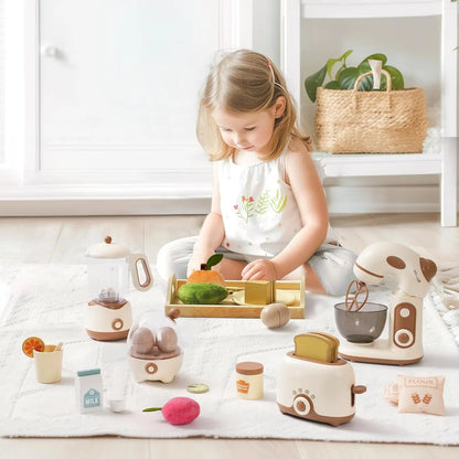 Plastic speelgoed keukenapparaten set met broodrooster, mixer en blender