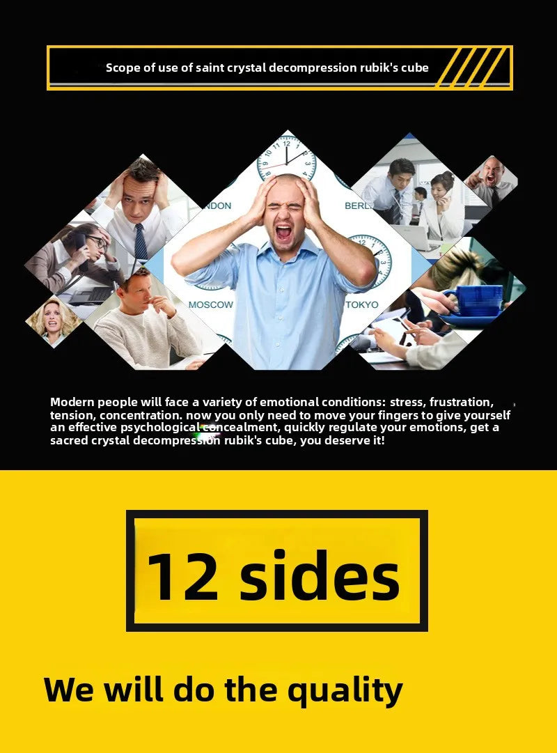 Fidget Cube met 12 Kanten voor Concentratie en Stressvermindering
