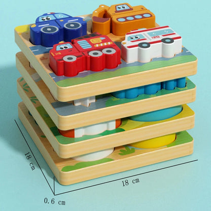 Houten 3D Puzzel voor Peuters 1-3 Jaar