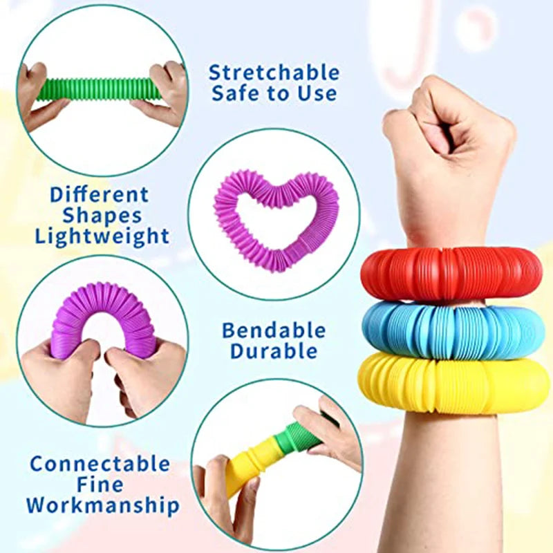 Regenboog Pop Tubes - Sensorisch Speelgoed voor Kinderen en Volwassenen