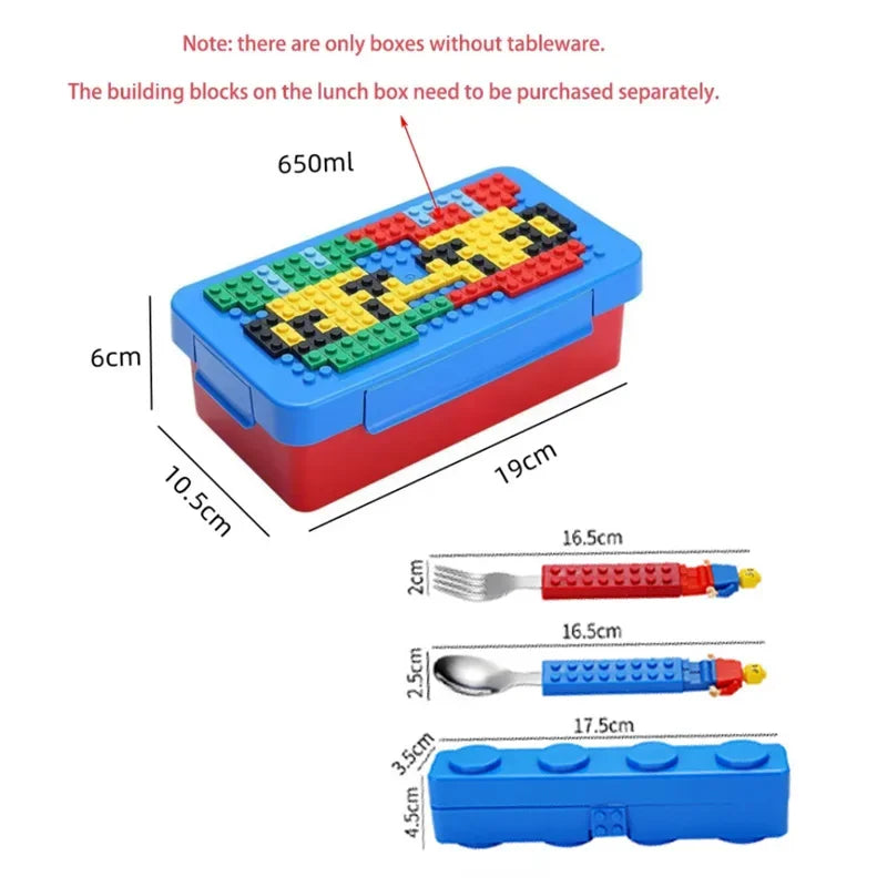 Kleurrijke Lunchbox met Bouwstenen voor Kinderen - Lekdicht en Magnetronbestendig
