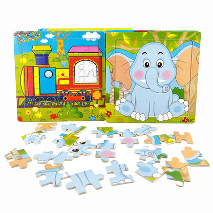 Houten Legpuzzel voor Kinderen - Dieren en Voertuigen