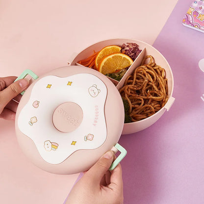 Donut Lunchbox Kind met 3 Vakken en Bestek