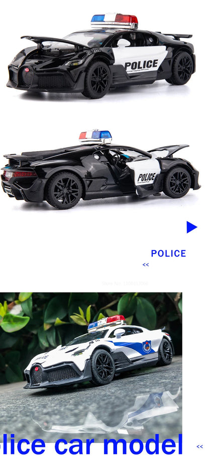 Bugatti Politieauto Speelgoedmodel van metaal met licht en geluid