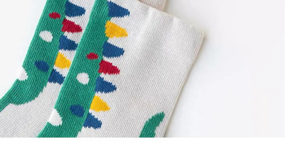 5 Paar Unisex Kindersokken met Dinosaurus-design