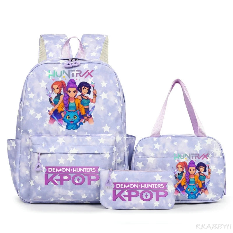 KPop Demon Hunters Schooltas met Lunchtas – Kleurrijk