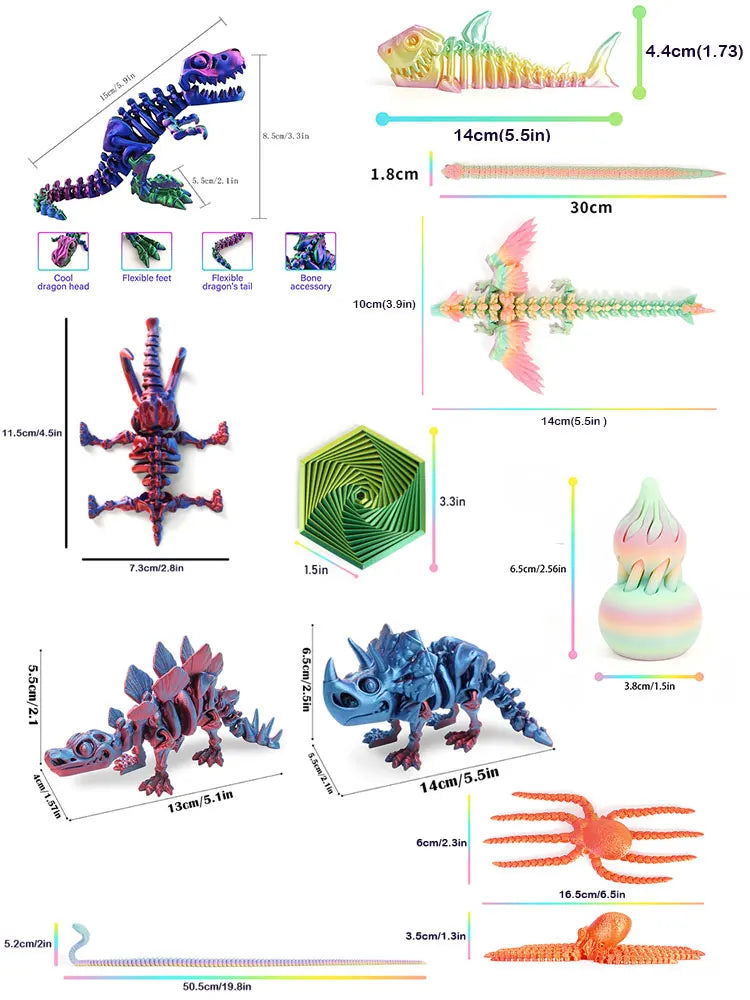3D Geprinte Draak | Beweegbaar Model voor Decoratie