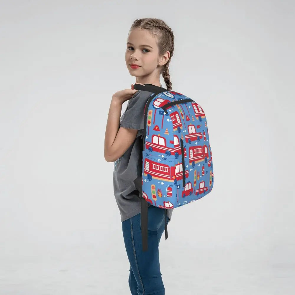 Unisex Schooltas met Brandweerwagen Patroon